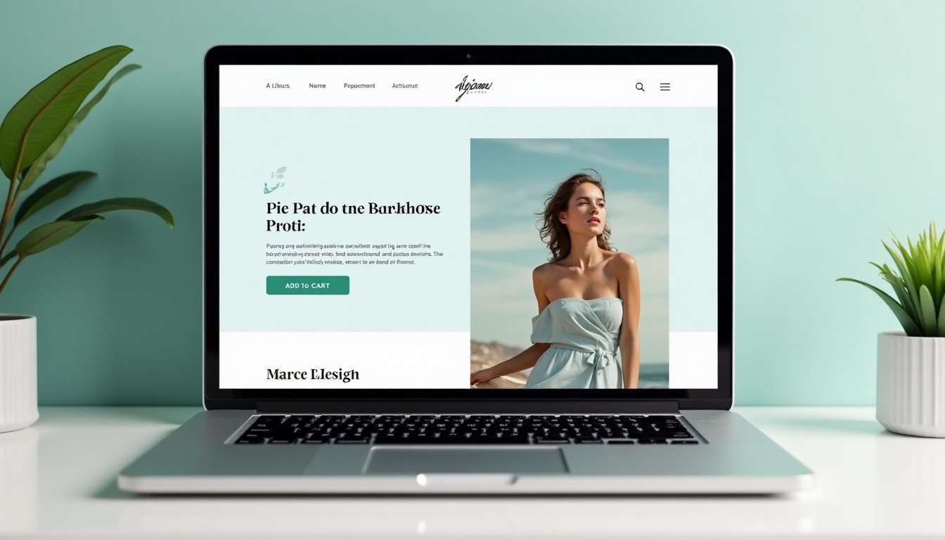 Well-designed e-commerce product page showing clear images, descriptions, and add-to-cart button on a laptop screen.